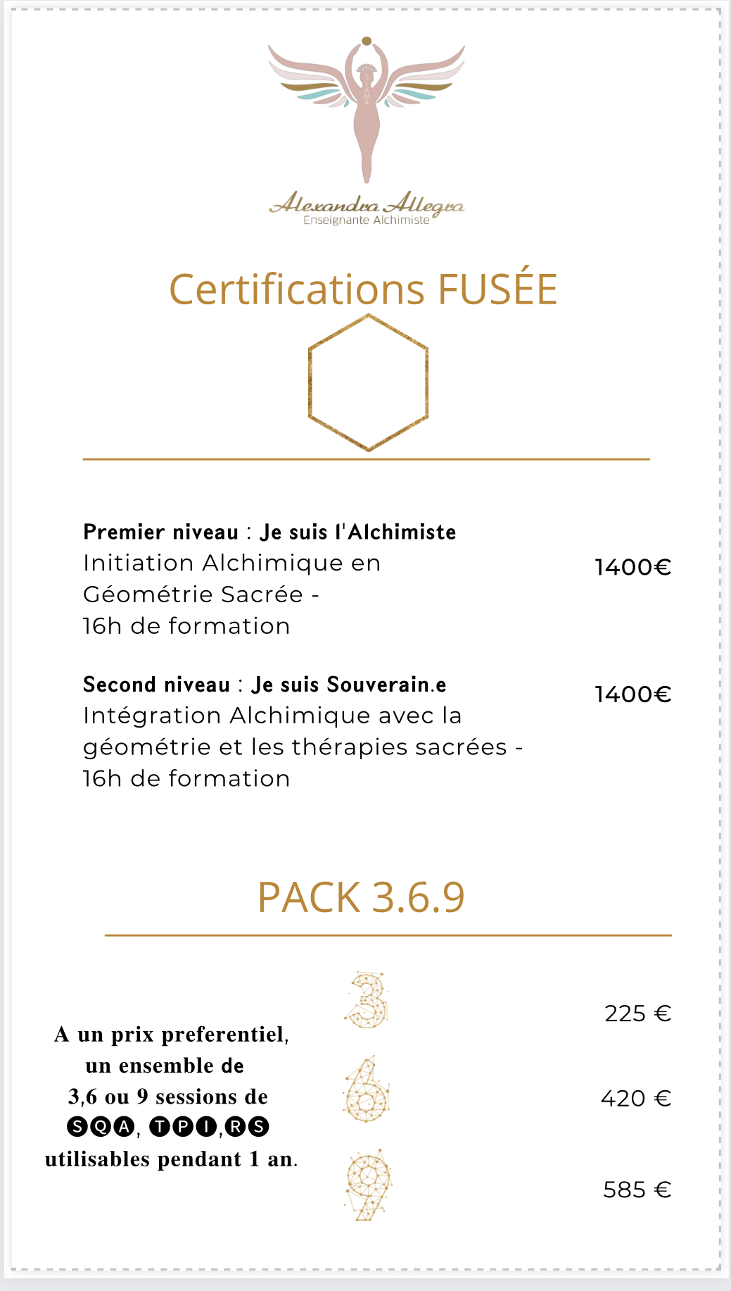 Tarifs Certification et Pack